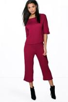 Boohoo Lois Crinkle Crop Trouser Wine