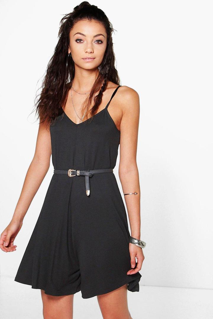 Boohoo Tall Alice Swing Playsuit Black