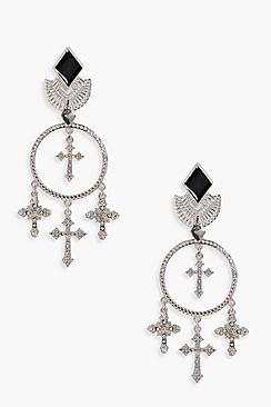 Boohoo Lucy Statement Cross Hoop Earrings