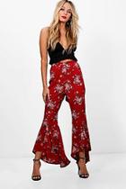 Boohoo Amelia Floral Frill Hem Trouser