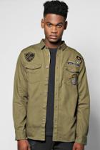 Boohoo Badged Military Shirt Khaki