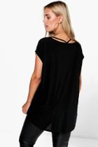 Boohoo Plus Nila Slinky Strap Detail Tee Black