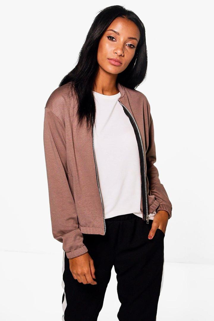 Boohoo Sofia Jersey Ma1 Bomber Mocha