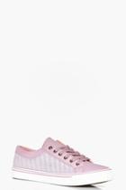 Boohoo Kate Mesh Insert Lace Up Trainer Pink