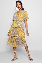 Boohoo Layered Paisley Print Midi Dress