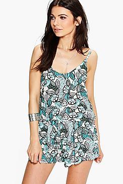 Boohoo Sarah Printed Cami + Short Co-ord Set