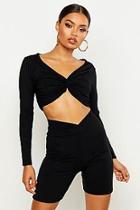 Boohoo Wrap Front Top & Cycling Short Co-ord