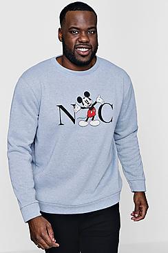 Boohoo Big And Tall Disney Nyc Mickey Sweater