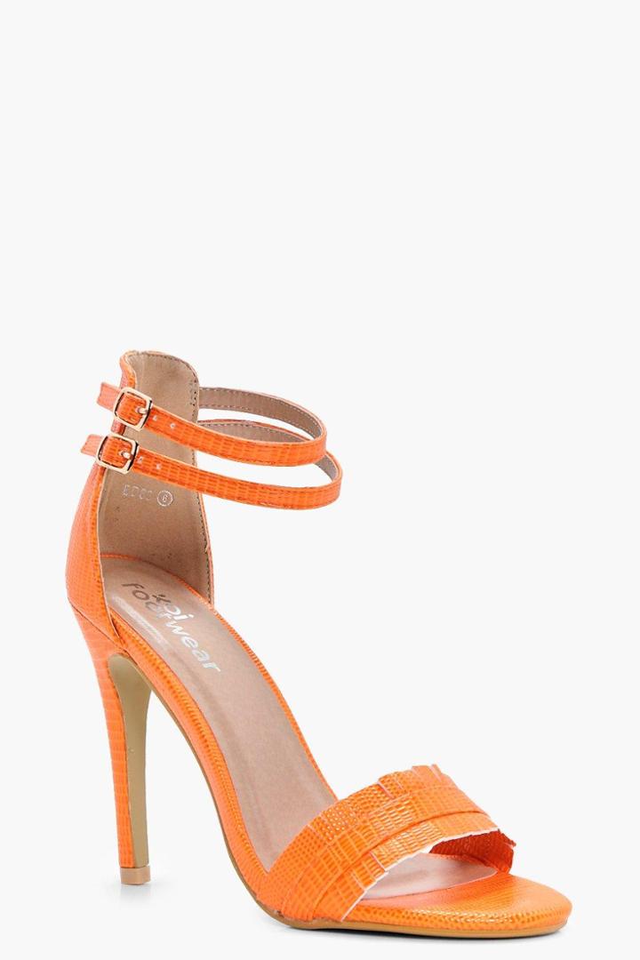 Boohoo Charlotte Double Band Barely There Heels Orange