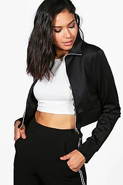 Boohoo Maddison Funnel Neck Crop Scuba Sports Jacket