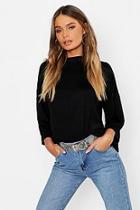 Boohoo Basic Oversized High Neck 3/4 Sleeve T-shirt