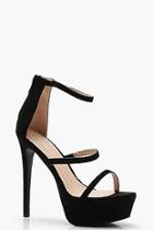 Boohoo 3 Strap Sky Scraper Platform Heels