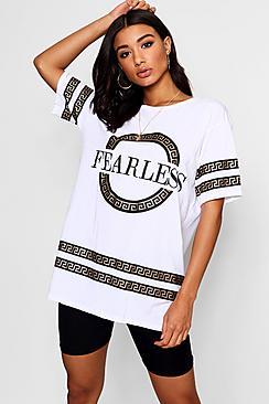 Boohoo Olivia Fearless Slogan Tee