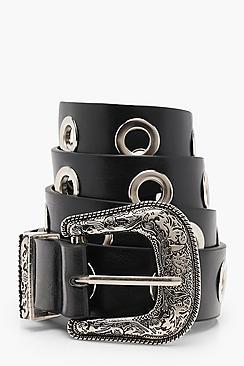 Boohoo Emilie Eyelet Boyfriend Belt