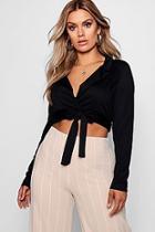 Boohoo Plus Lucy Tie Front Blazer Wrap Top