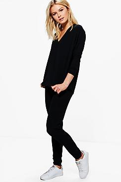 Boohoo Eliza Slouchy Rib Jumper Lounge Set