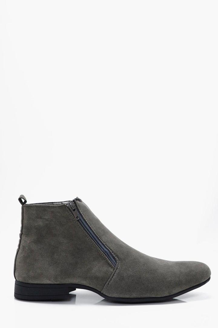 Boohoo Zip Up Chelsea Boot Grey