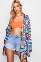 Boohoo Plus Andrea Bohemian Scarf Print Kimono