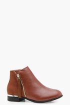 Boohoo Lily Mix Material Zip Trim Chelsea Boot