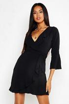 Boohoo Ruffle Detail Wrap Dress