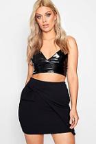 Boohoo Plus Mary Asymmetric Tie Wrap Skirt