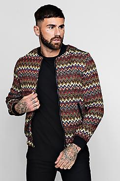Boohoo Chevron Jacquard Bomber