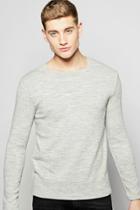 Boohoo Crew Neck Jumper In Nepped Yarn Grey