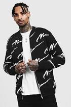 Boohoo All Over Man Printed Jersey Bomber