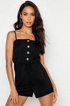Boohoo Button Front Linen Look Playsuit