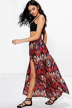 Boohoo Jazzmyn Woven Double Split Maxi Skirt