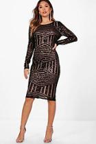 Boohoo Boutique Jay Sequin And Mesh Midi Dress
