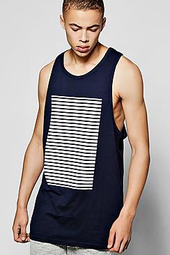 Boohoo Longline Stripe Print Racer Back Vest