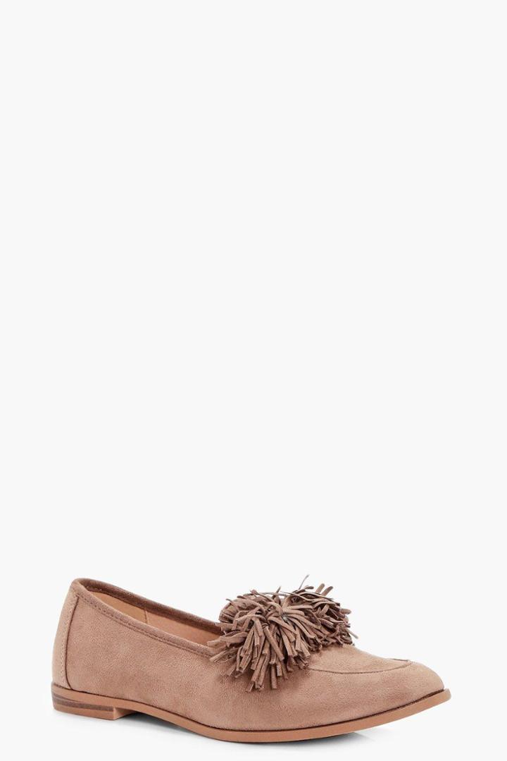 Boohoo Phoebe Tassel Trim Loafer Taupe