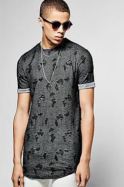 Boohoo Distressed Knit Crew Neck T-shirt