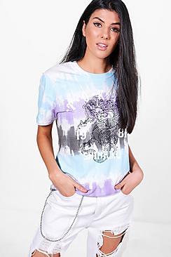 Boohoo Maya Tie Dye Printed Band Tee