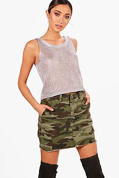 Boohoo Metallic Knit Vest