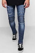 Boohoo Skinny Fit Biker Jeans With Distressing