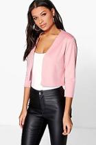 Boohoo Katie Crop Ponte Edge To Edge Blazer