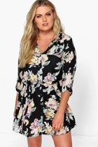 Boohoo Plus Eleanor Floral Shirt Dress Multi