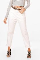Boohoo Sophie High Waist Roll Hem Mom Jeans White