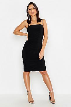 Boohoo Double Slinky Ruched Midaxi Dress
