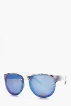 Boohoo Blue Lens Round Frame Sunglasses Grey