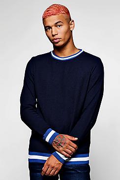 Boohoo Sports Trim Crew Neck Jumper