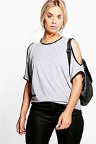 Boohoo Plus Mindy Tipped Open Shoulder Tee