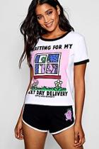Boohoo Lola Little Miss Naughty Short Set