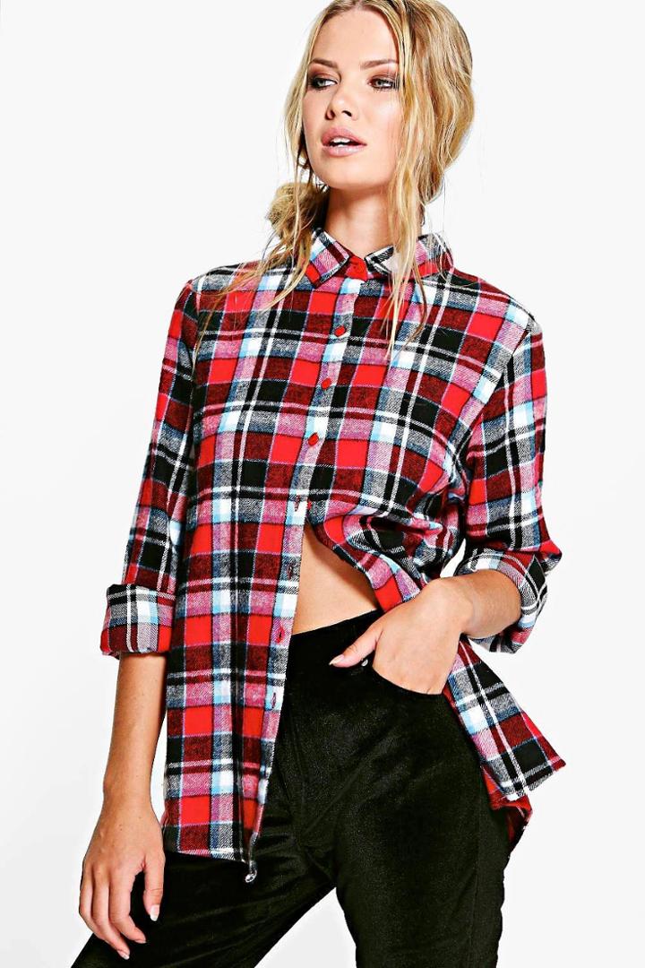 Boohoo Lara Heavy Brushed Checked Shirt Multi