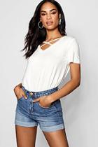 Boohoo Julia Cross Strap Cage Tee