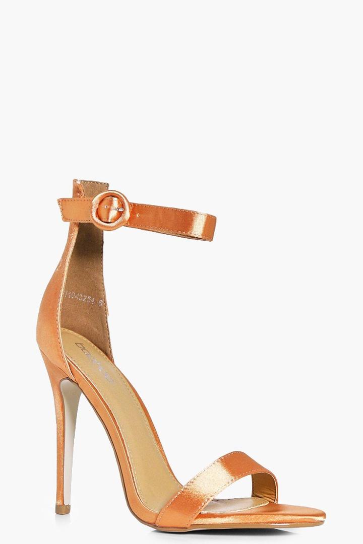 Boohoo Lois Satin Two Part Round Buckle Sandal Peach