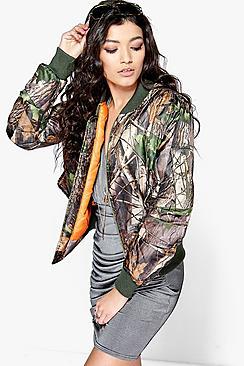 Boohoo Maya Printed Ma1 Bomber