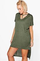 Boohoo Plus Sara Strap Detail Dip Hem Tunic Dress